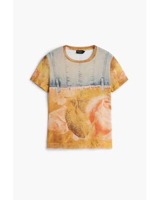 Desigual Blue Patchwork T-shirt