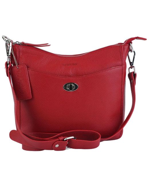 Mancini Red Pebble Elizabeth Leather Crossbody Handbag