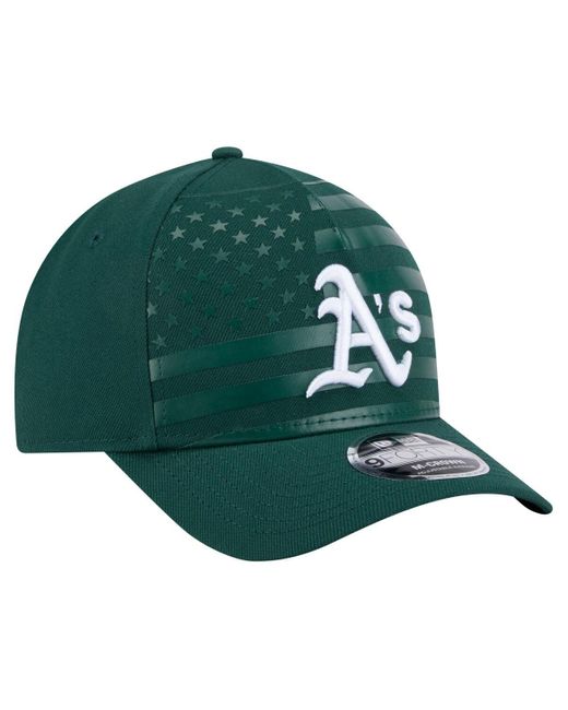 KTZ Green Athletics American Flag 9forty M-crown A-frame Adjustable Hat for men