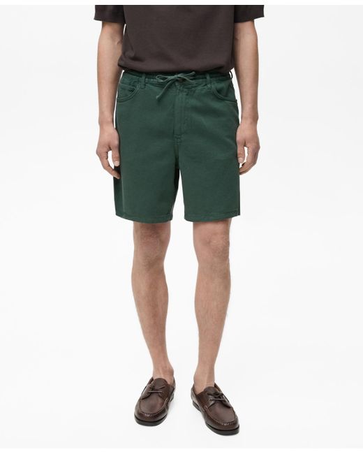 Mango Green Denim Drawstring Shorts for men