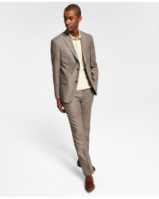 Alfani White Slim-fit Stripe Linen Suit Separates, Created For Macy's for men