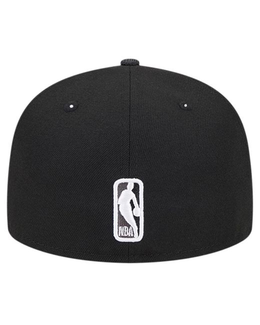 KTZ Black Los Angeles Lakers Active Satin Visor 59fifty Fitted Hat for men