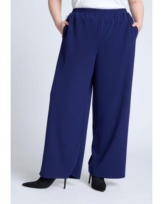 Eloquii Blue Plus Size Track Pant With Side Stripe
