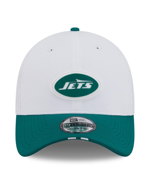 KTZ White/green New York Jets 2025 Nfl Training Camp 39thirty Flex Hat for men