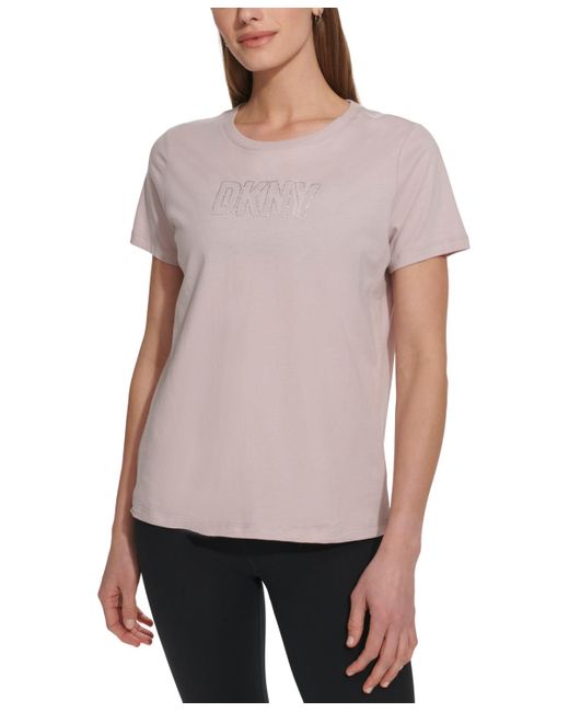 DKNY Gray Sport Cotton Embellished-logo T-shirt