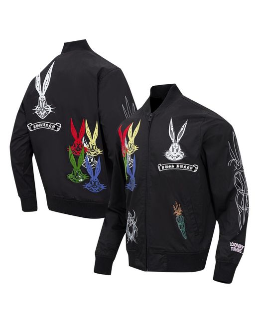 FREEZE MAX Black Bugs Bunny Looney Tunes Color Chrome Twill Full-zip Jacket for men
