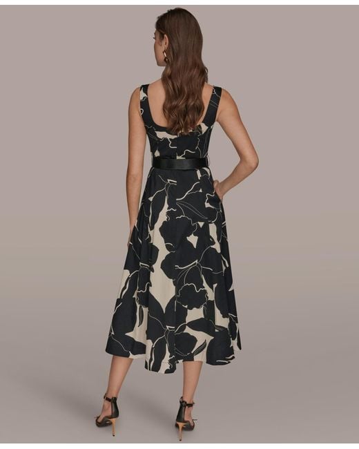 donna karan women's belted asymmetric midi dress Long Sleeve Midi Asymmetric Sweater Dress main image 1
