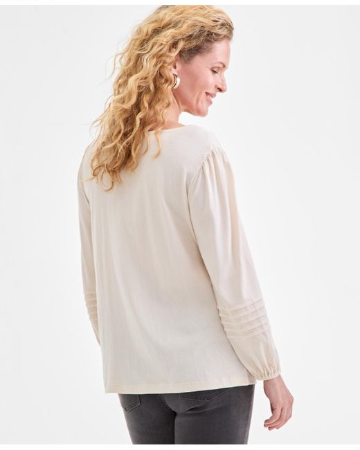 Style & Co. White Embroidery Long-sleeve Knit