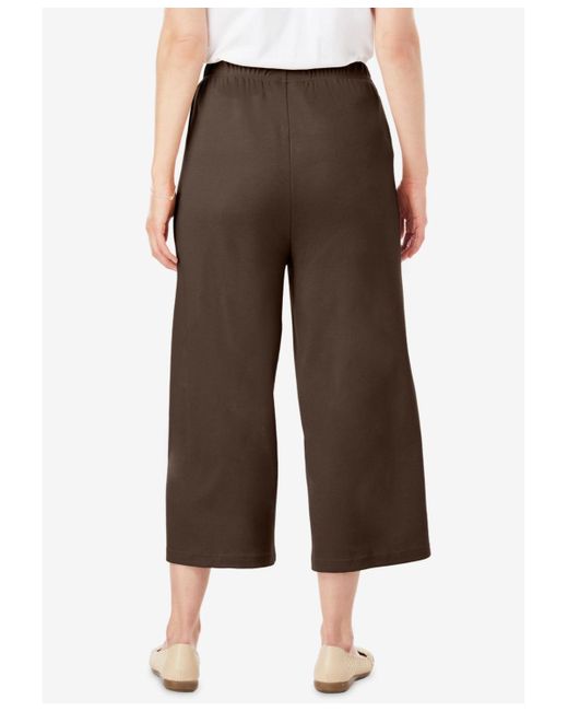 Woman Within Brown Plus Size 7-day Knit Culotte