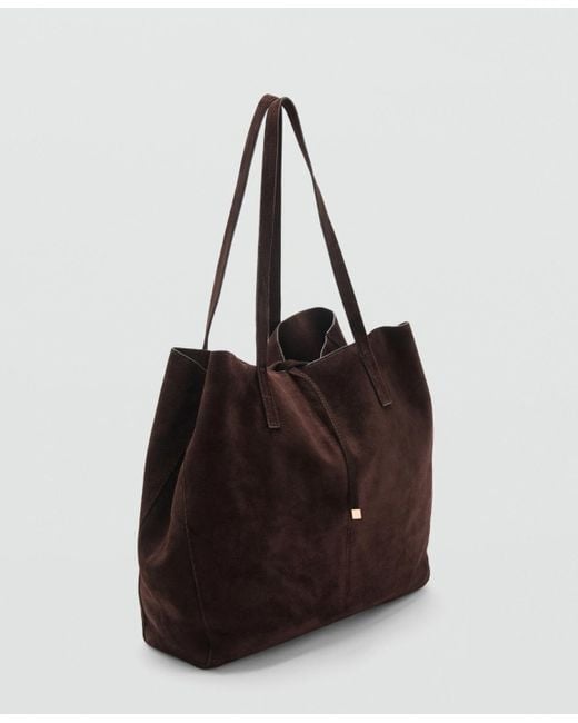 Mango Brown Suede Leather Shopper Bag