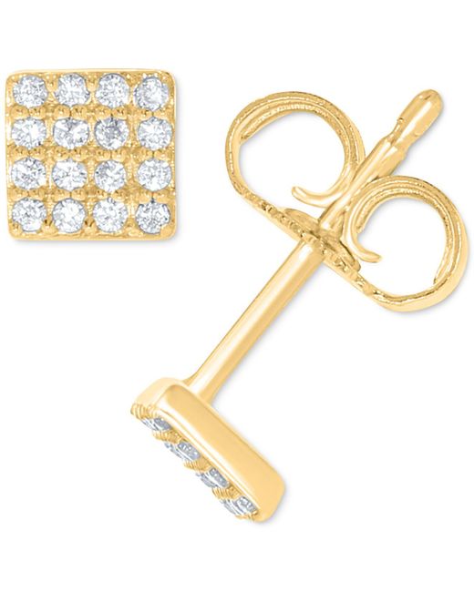Macy's Metallic Diamond Pavé Square Stud Earrings (1/10 Ct. T.w.) In 10k White, Yellow Or Rose Gold
