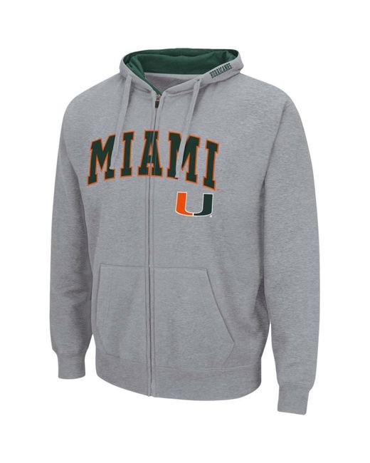 Colosseum Athletics Gray Miami Hurricanes Arch Logo 3.0 Full-zip Hoodie for men