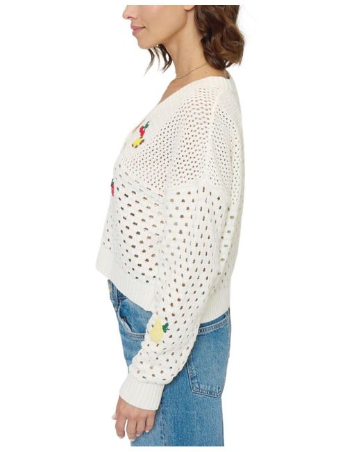 Central Park West Blue Darcy Open Stitch Embroidered Cardigan