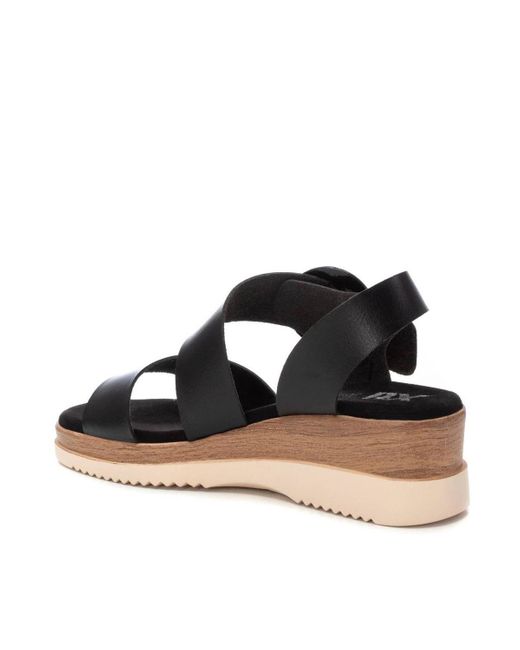 Xti Black Wedge Sandals By