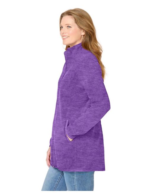 Woman Within Purple Plus Size Zip-front Microfleece Jacket
