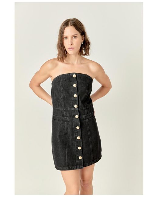 English Factory Denim Tube Mini Dress in Black | Lyst