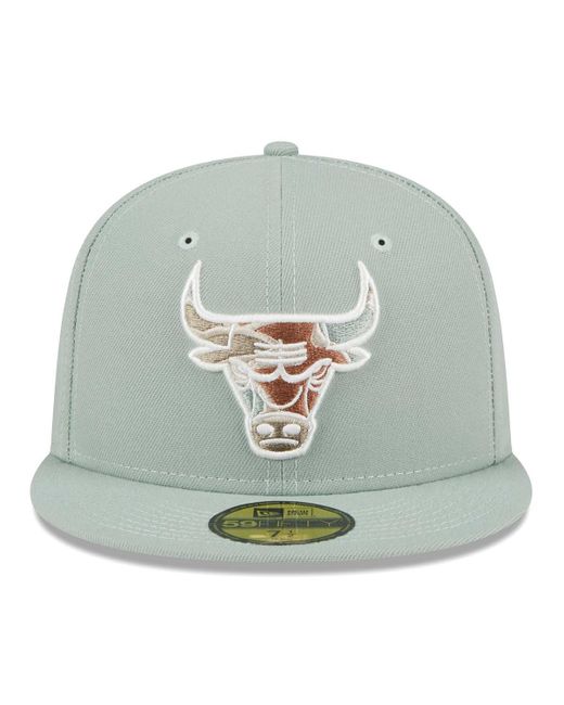KTZ Green Chicago Bulls Springtime Camo 59fifty Fitted Hat for men