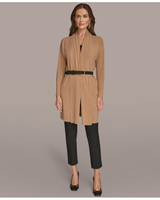 Donna Karan Natural Belted Open-front Cardigan