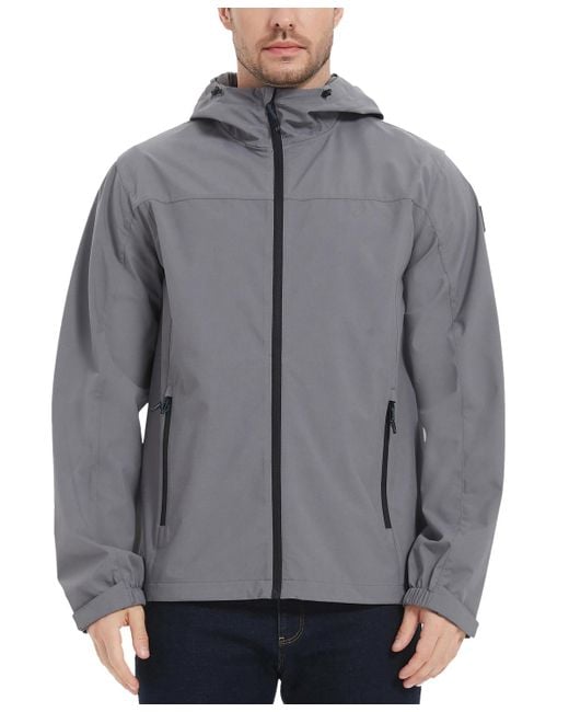 Hawke & Co. Gray All-season Lightweight Stretch Hooded Rain Jacket for men