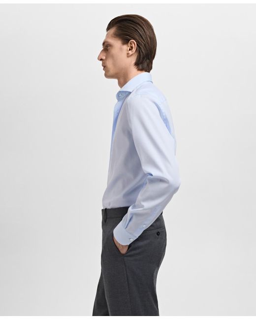 Mango White Slim-fit Cotton Poplin Dress Shirt for men