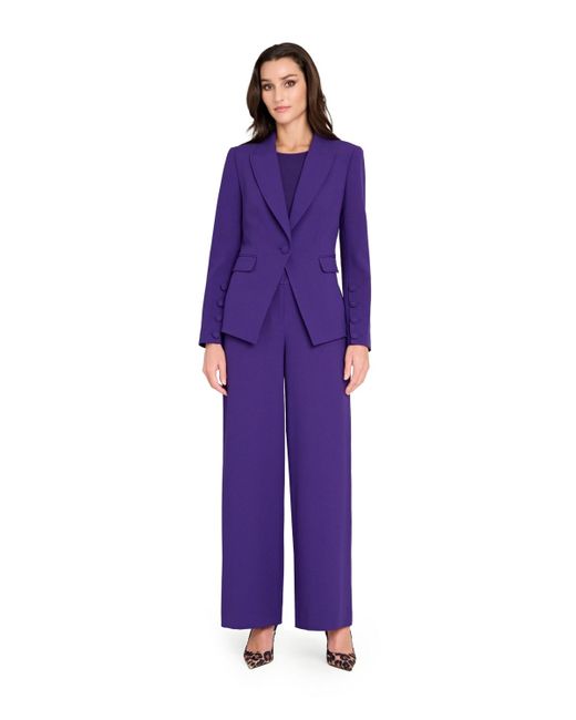 Tahari Purple Peak Lapel One-button Jacket