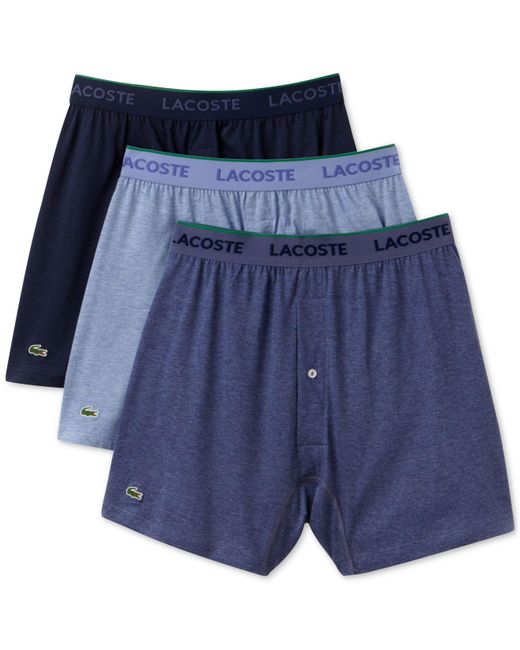Lacoste Supima Cotton Knit 3 pack Boxers in Blue for Men Lyst