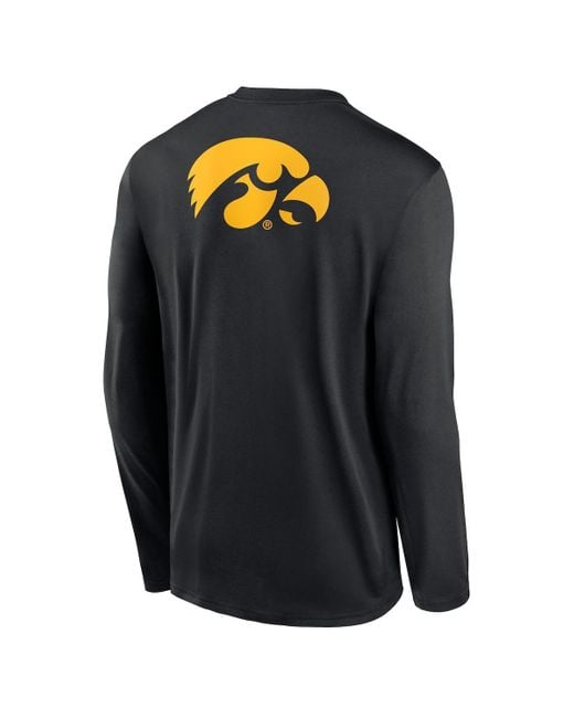 Nike Black Iowa Hawkeyes Primetime Campus 2-hit Legend Long Sleeve T-shirt for men