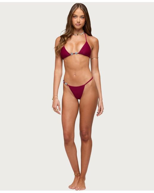Edikted Pink Evana Bead String Bikini Bottom