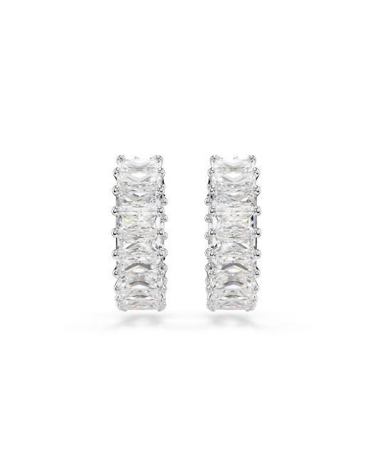 Swarovski White Matrix Rhodium Plated Hoop Earrings