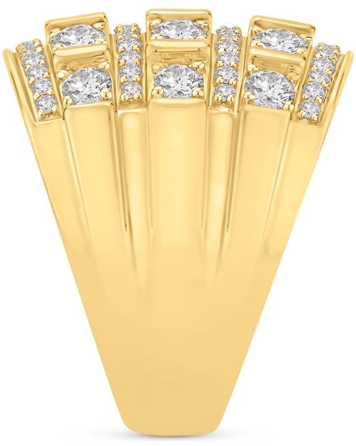 Macy's Metallic Diamond Multirow Polished Statement Ring (3 Ct. T.w. for men