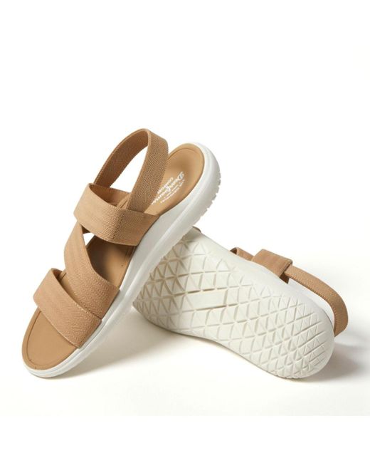 Dearfoams Brown Emilia Elastic Gore Strappy Sandal