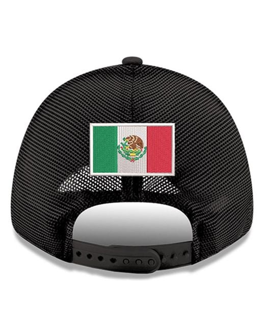 KTZ Black/green Nascar Mexico City Race 9forty A-frame Trucker Adjustable Hat for men