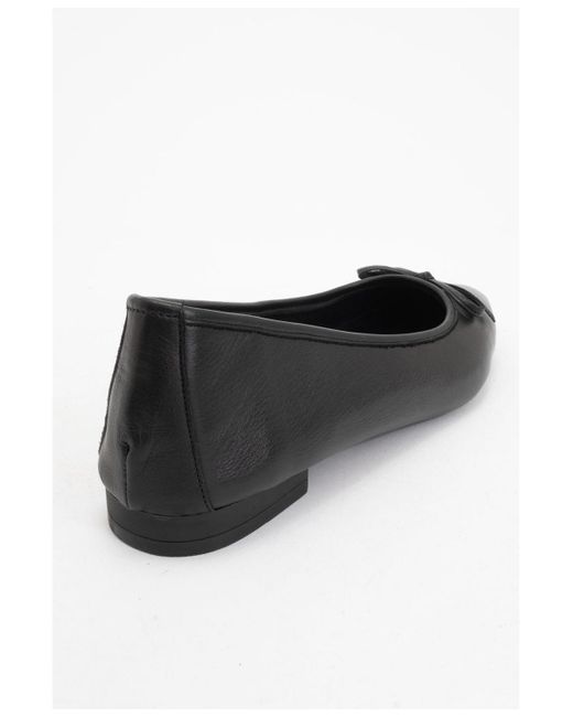 Forever & Always Shoes Black Ruby Leather Pointed Toe Flats