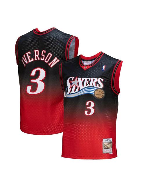 Mitchell & Ness Synthetic Allen Iverson Black, Red Philadelphia 76ers ...