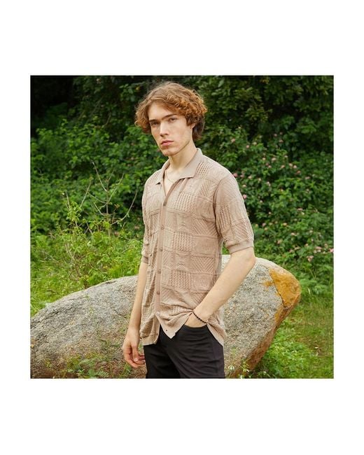 Campus Sutra Natural Patch-knit Shirt for men