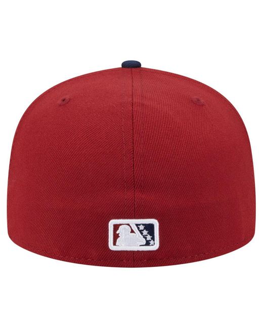 KTZ Red Burgundy/navy Somerset Patriots Authentic Collection 59fifty Fitted Hat for men