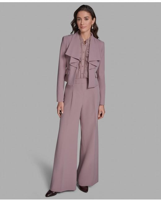 BCBGMAXAZRIA Purple Ruffle Collar Cropped Jacket