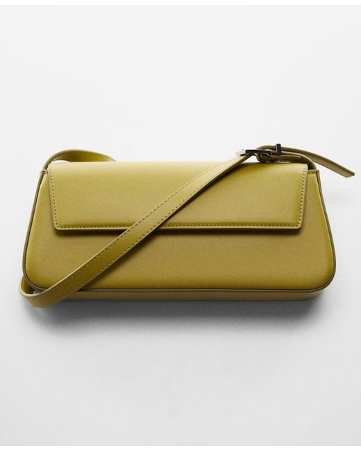 Mango Yellow Patent Leather Effect Flap Bag