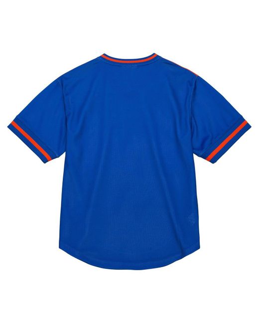Mitchell & Ness Blue New York Knicks Jumbotron 3.0 Mesh V-neck T-shirt for men