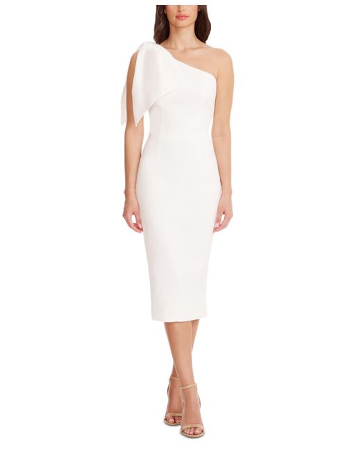 Dress the Population White Tiffany Asymmetrical Midi Dress