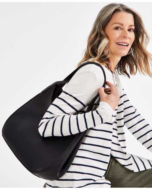 Style & Co. Black Whip-stitch Soft 4-poster Tote