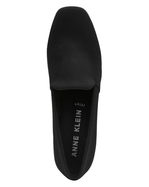 Anne Klein Black Wendell Slip On Wedge Loafers