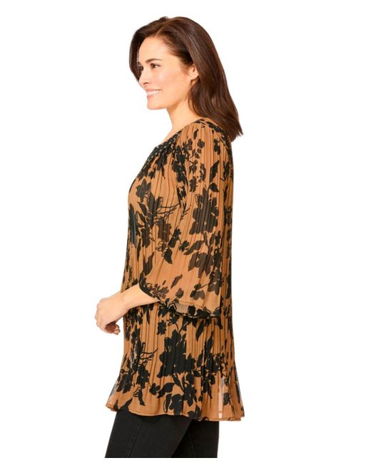 Woman Within Multicolor Plus Size Embellished Pleated Blouse