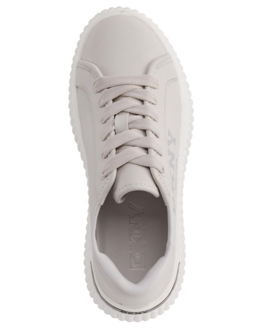 DKNY Gray Larissa Lace Up Platform Sneakers