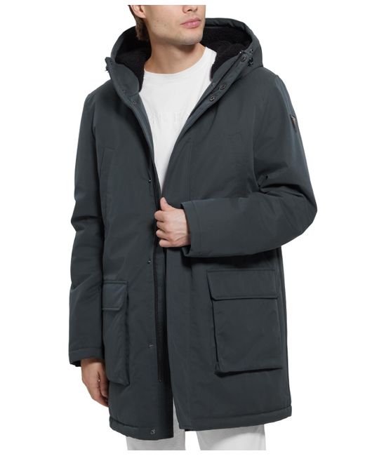 Guess Lawrence Sherpa Lined Three Quarter Parka Coat in Black for 