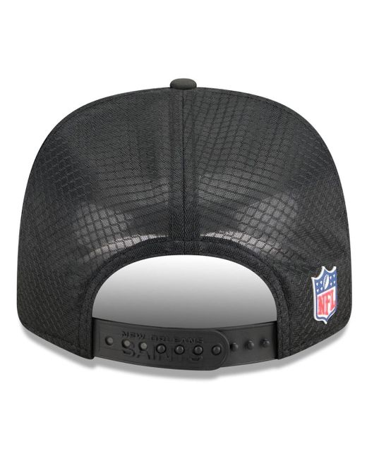 KTZ Black New Orleans Saints 2025 Sideline 9seventy Trucker Adjustable Hat for men