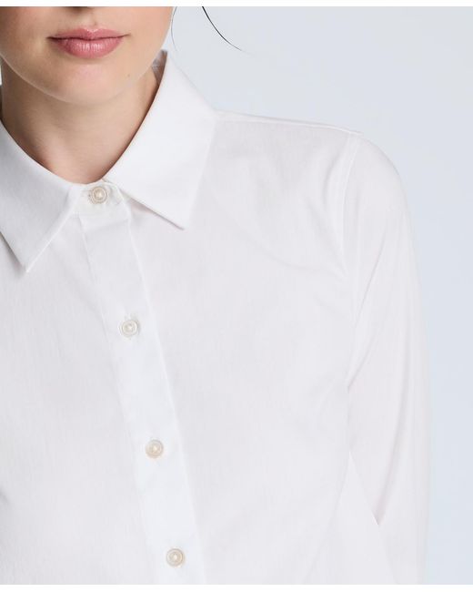 Kenneth Cole White Solid Poplin Button Front Shirt