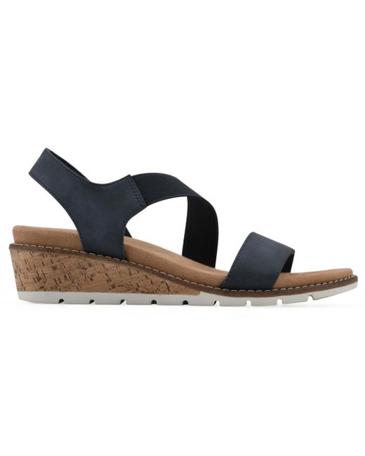 White Mountain Blue Tinnley Wedge Slip-on Sandals