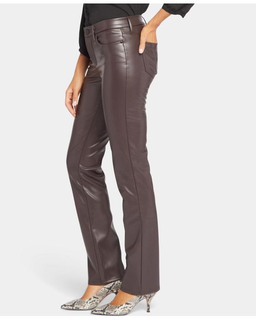 NYDJ Black Faux Leather Marilyn Straight Pants