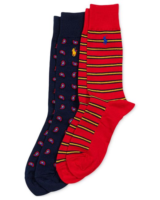 Polo Ralph Lauren Red 2-pk. Paisley & Stripes Slack Socks for men